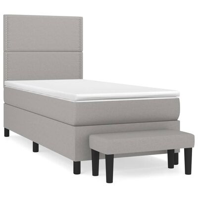 vidaXL Sommier à lattes de lit avec matelas Gris clair 90x200 cm Tissu