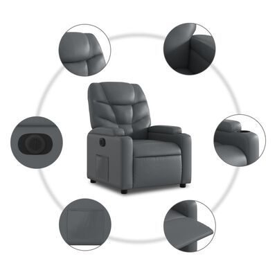 vidaXL Fauteuil inclinable électrique gris similicuir