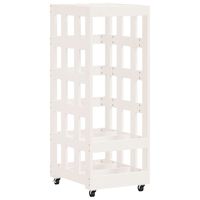 vidaXL Porte-bûches avec roulettes blanc 40x49x110 cm bois massif pin