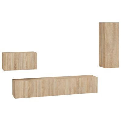 vidaXL Ensemble de meubles TV 4 pcs Chêne sonoma Bois d'ingénierie