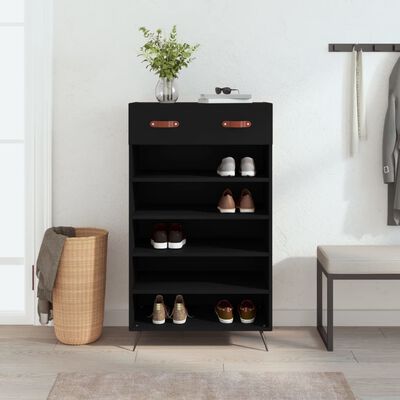 vidaXL Armoire à chaussures noir 60x35x105 cm bois d'ingénierie