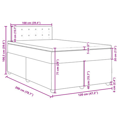 vidaXL Sommier à lattes de lit avec matelas Taupe 120x200 cm Tissu