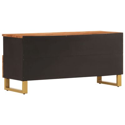 vidaXL Meuble TV marron et noir 100x33,5x46 cm bois massif de manguier