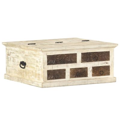 vidaXL Table basse Blanc 68x68x30 cm Bois de manguier solide