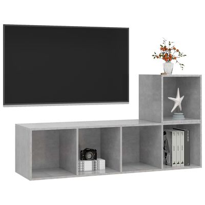 vidaXL Ensemble de meuble TV 2 pcs Gris béton Bois d'ingénierie