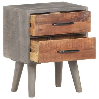 vidaXL Table de chevet Gris 40x30x50 cm Bois massif de manguier brut