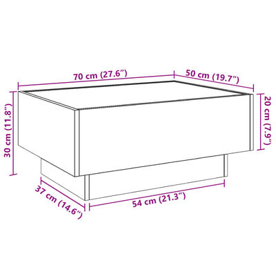 vidaXL Table basse avec LED chêne sonoma 70x50x30 cm bois d'ingénierie