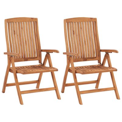 vidaXL Chaises de jardin lot de 2 et coussins gris Bois de teck massif