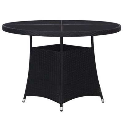 vidaXL Table de jardin noir Ø110x74 cm résine tressée