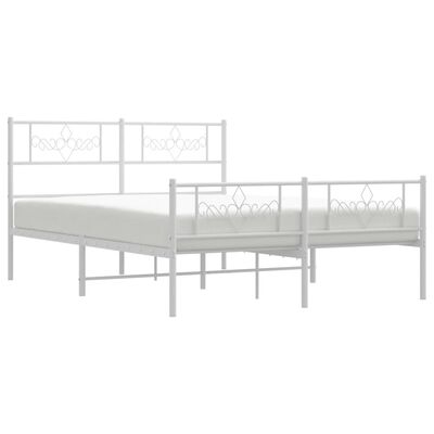 vidaXL Cadre de lit métal sans matelas et pied de lit blanc 140x190 cm