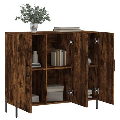 vidaXL Buffet chêne fumé 90x34x80 cm bois d'ingénierie