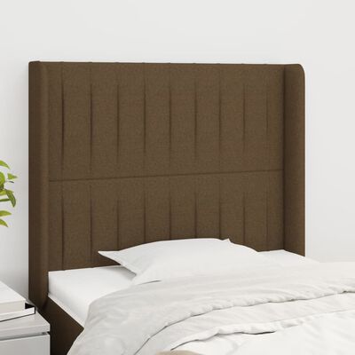 vidaXL Tête de lit avec oreilles Marron foncé 103x16x118/128 cm Tissu