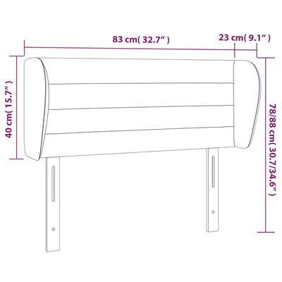 vidaXL Tête de lit avec oreilles Gris foncé 83x23x78/88 cm Tissu