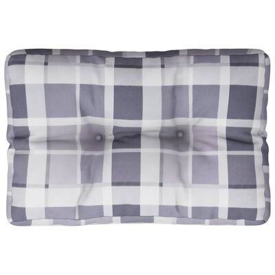 vidaXL Coussin de palette motif à carreaux gris 50x40x12 cm tissu