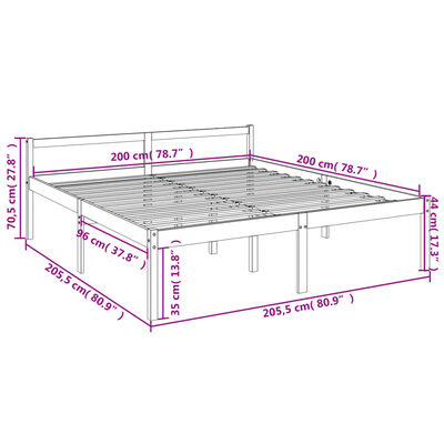 vidaXL Lit pour personne âgée blanc 200x200 cm bois de pin massif