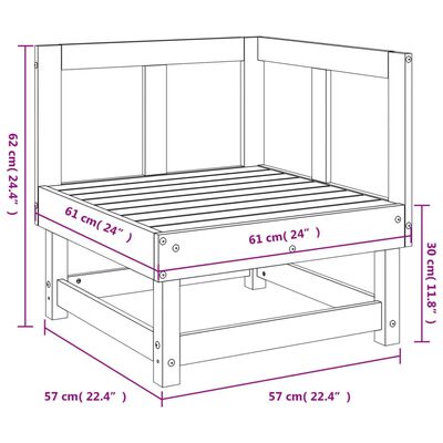 vidaXL Canapé d'angle de jardin gris bois de pin massif