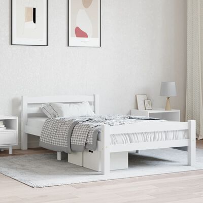 vidaXL Cadre de lit sans matelas blanc bois de pin massif 90x200 cm