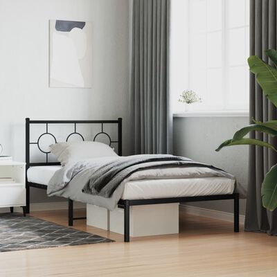 vidaXL Cadre de lit métal sans matelas avec tête de lit noir 100x200cm