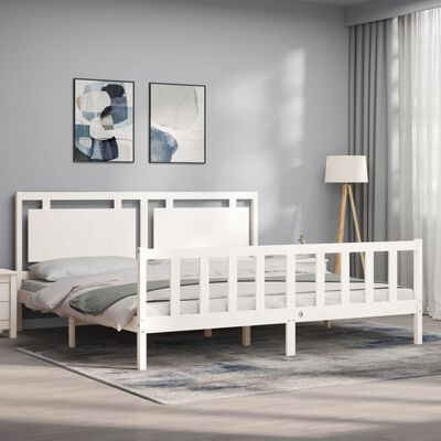 vidaXL Cadre de lit sans matelas blanc bois de pin massif