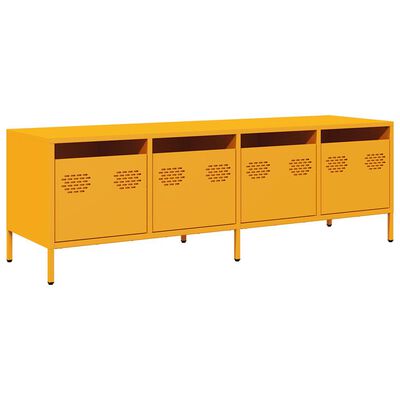 vidaXL Meuble TV jaune moutarde 135x39x43,5 cm acier laminé à froid