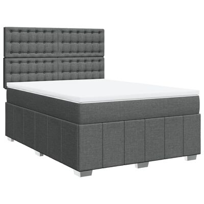 vidaXL Sommier à lattes de lit avec matelas Gris foncé 140x200cm Tissu