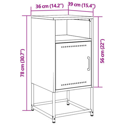 vidaXL Table de chevet vert olive 36x39x78 cm acier