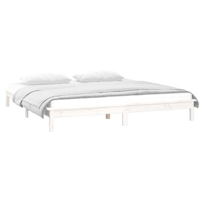 vidaXL Cadre de lit à LED sans matelas blanc 160x200 cm bois massif