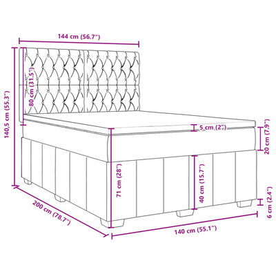 vidaXL Sommier à lattes de lit avec matelas Noir 140x200 cm Tissu