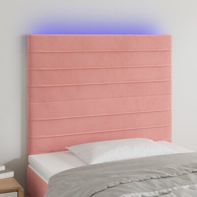 vidaXL Tête de lit à LED Rose 100x5x118/128 cm Velours