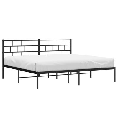 vidaXL Cadre de lit métal sans matelas avec tête de lit noir 193x203cm