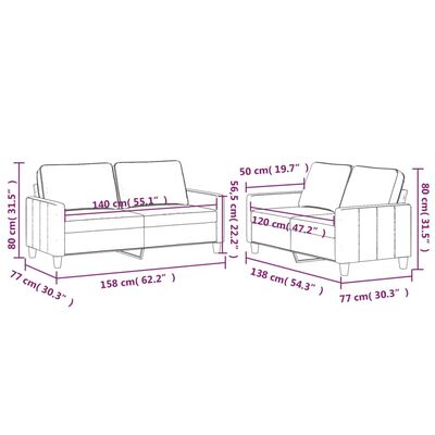 vidaXL Ensemble de canapés 2 pcs avec coussins Bleu Velours