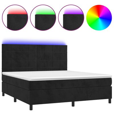 vidaXL Sommier à lattes de lit matelas et LED Noir 180x200 cm Velours