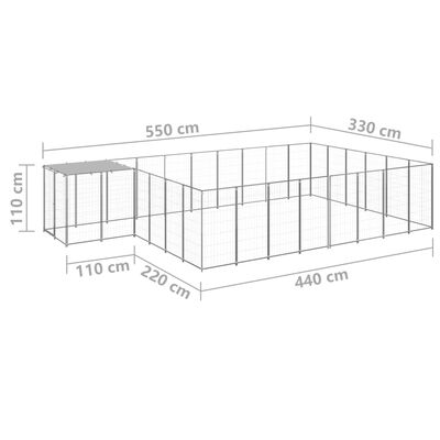 vidaXL Chenil Argenté 15,73 m² Acier