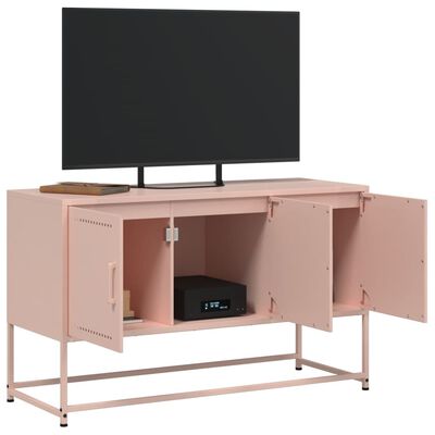 vidaXL Meuble TV rose 100,5x39x60,5 cm acier