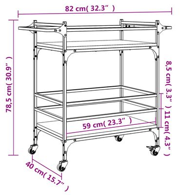 vidaXL Chariot de cuisine chêne sonoma 82x40x78,5 cm bois d'ingénierie