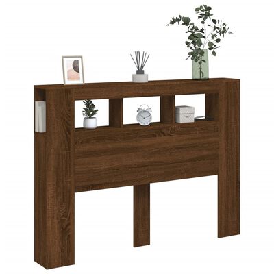 vidaXL Tête de lit à LED chêne marron 140x18,5x103,5cm bois ingénierie