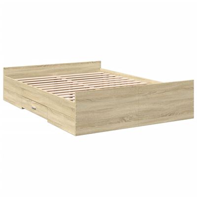 vidaXL Cadre de lit et tiroirs chêne sonoma 120x190 cm bois ingénierie