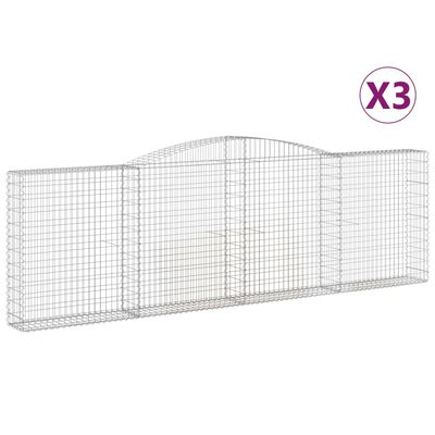 vidaXL Paniers à gabions arqués 3 pcs 400x30x120/140 cm Fer galvanisé