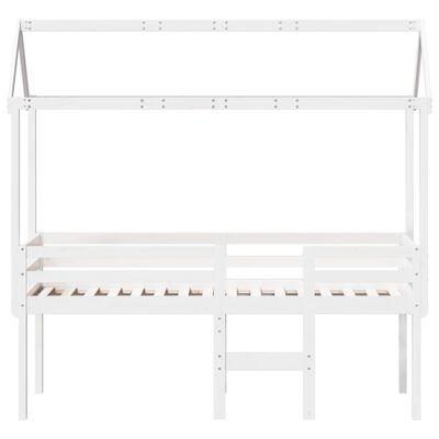 vidaXL Lit haut avec toit blanc 75x190 cm bois de pin massif