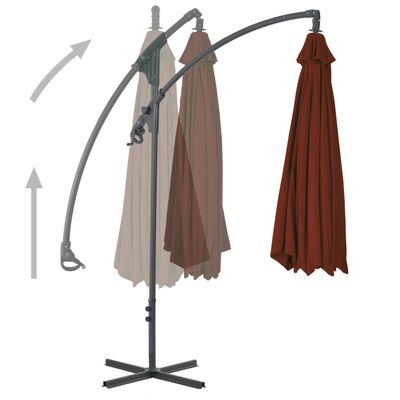 vidaXL Parasol déporté avec mât en acier 250x250 cm Terre cuite