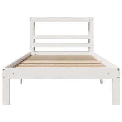 vidaXL Cadre de lit avec tête de lit sans matelas blanc 90x200 cm