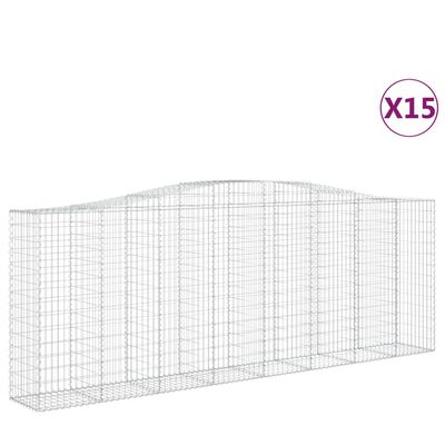 vidaXL Paniers à gabions arqués 15 pcs 400x50x140/160 cm Fer galvanisé