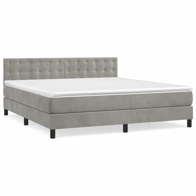 vidaXL Sommier à lattes de lit et matelas Gris clair 180x200cm Velours