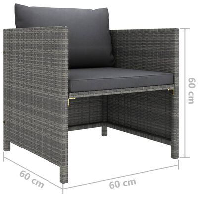 vidaXL Salon de jardin 7 pcs avec coussins Résine tressée Gris