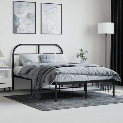 vidaXL Cadre de lit métal sans matelas avec tête de lit noir 120x190cm