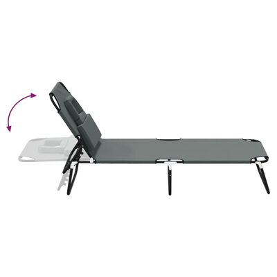 vidaXL Chaise longue pliante gris tissu oxford acier enduit de poudre