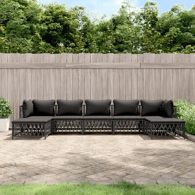 vidaXL Salon de jardin 7 pcs avec coussins anthracite acier