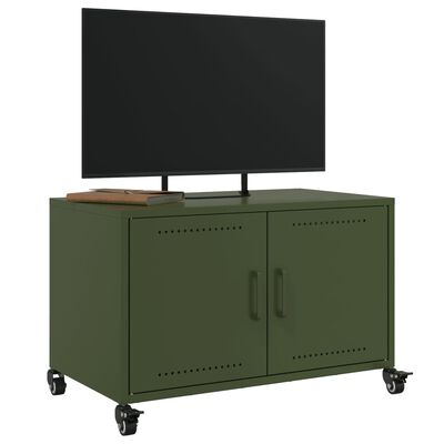 vidaXL Meuble TV vert olive 68x39x43,5 cm acier