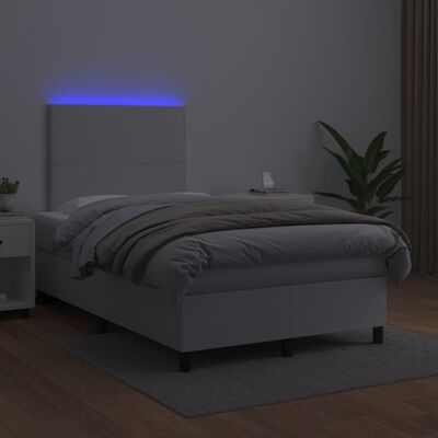 vidaXL Sommier à lattes de lit matelas LED blanc 120x190 cm similicuir