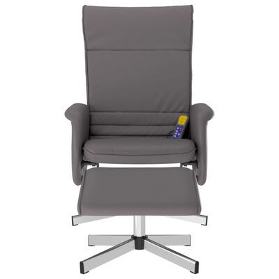 vidaXL Fauteuil inclinable de massage avec repose-pied gris similicuir